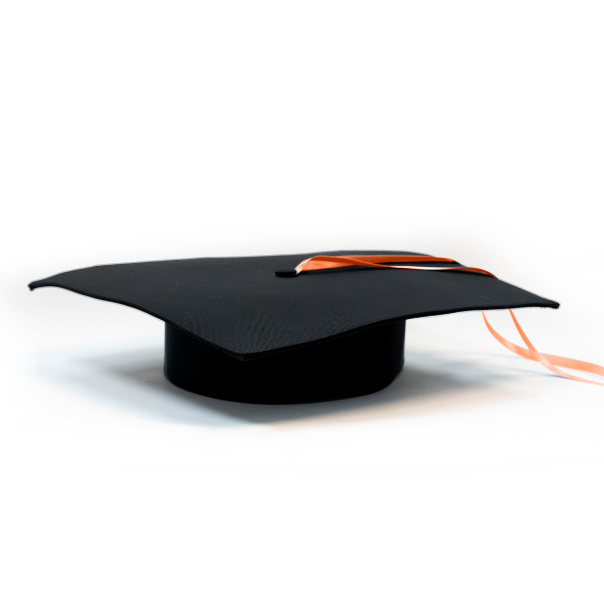 Black Graduation Cap with Orange Tassel